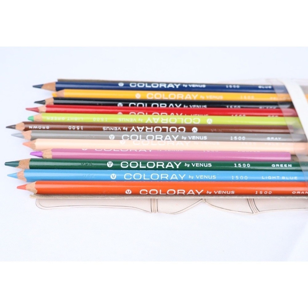 VTG COLORAY by Venus Colored Pencils (12) No. 1500 Assorted Colors Art Drawing